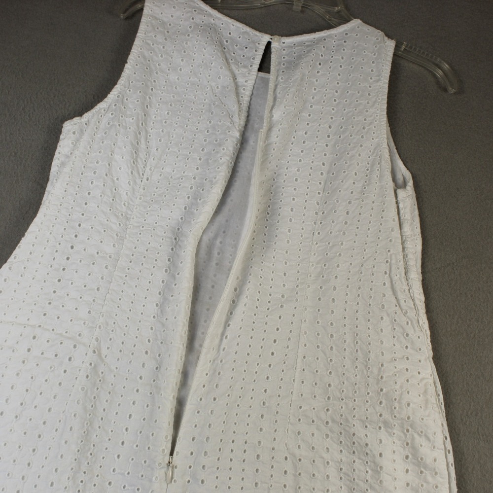Banana Republic Eyelet Shift Dress Womens 10 White Excellent Cotton Sleeveless - Picture 10 of 11